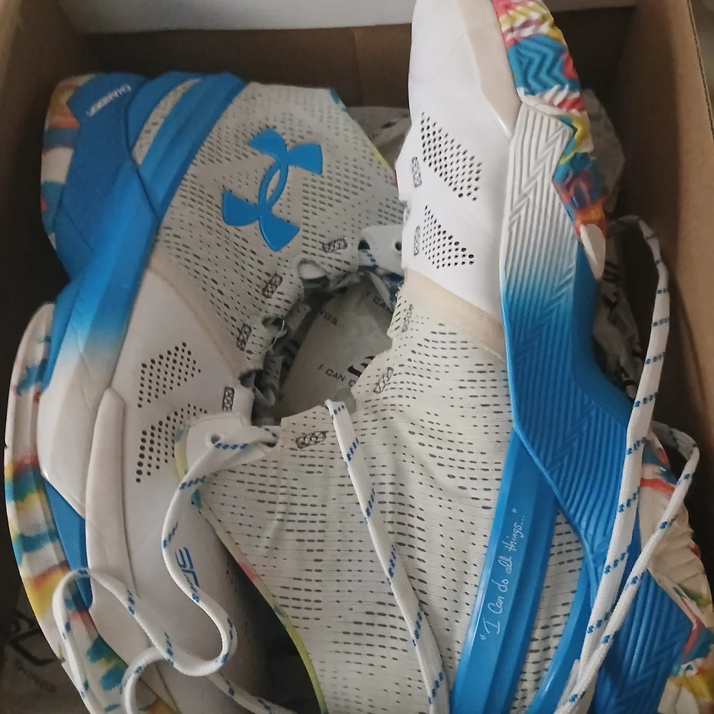 Under Armour Kids' Blue and White Athletic Shoes - Picture 2 of 7